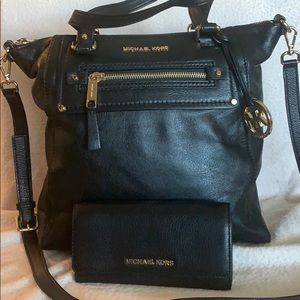 Huge Michael Kors Black Leather Bag & Wallet